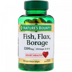 Купить Natures Bounty Fish, Flax, Borage + Omega 1200 mg Киев, Украина